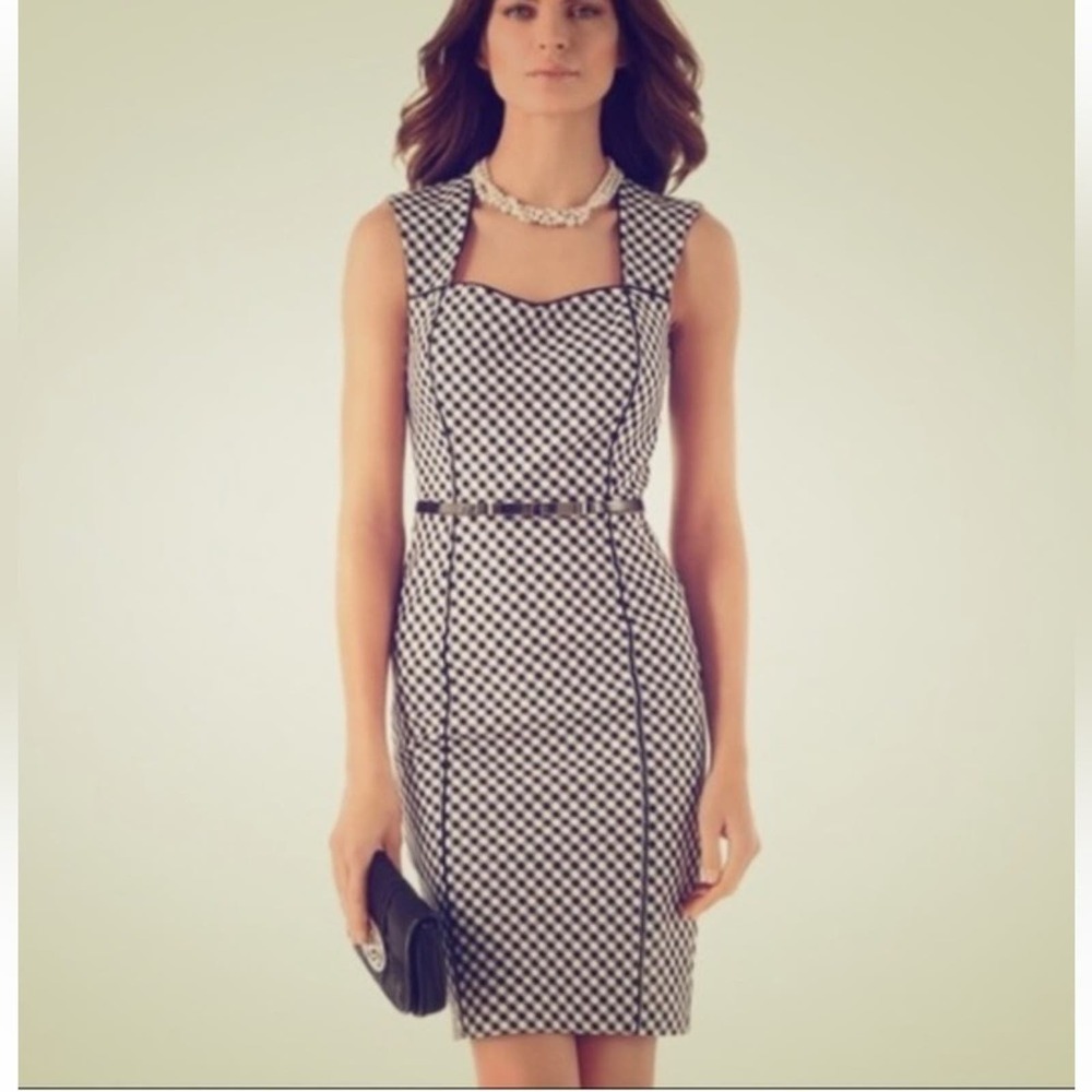 White House Black Market Gingham Sheath Dress